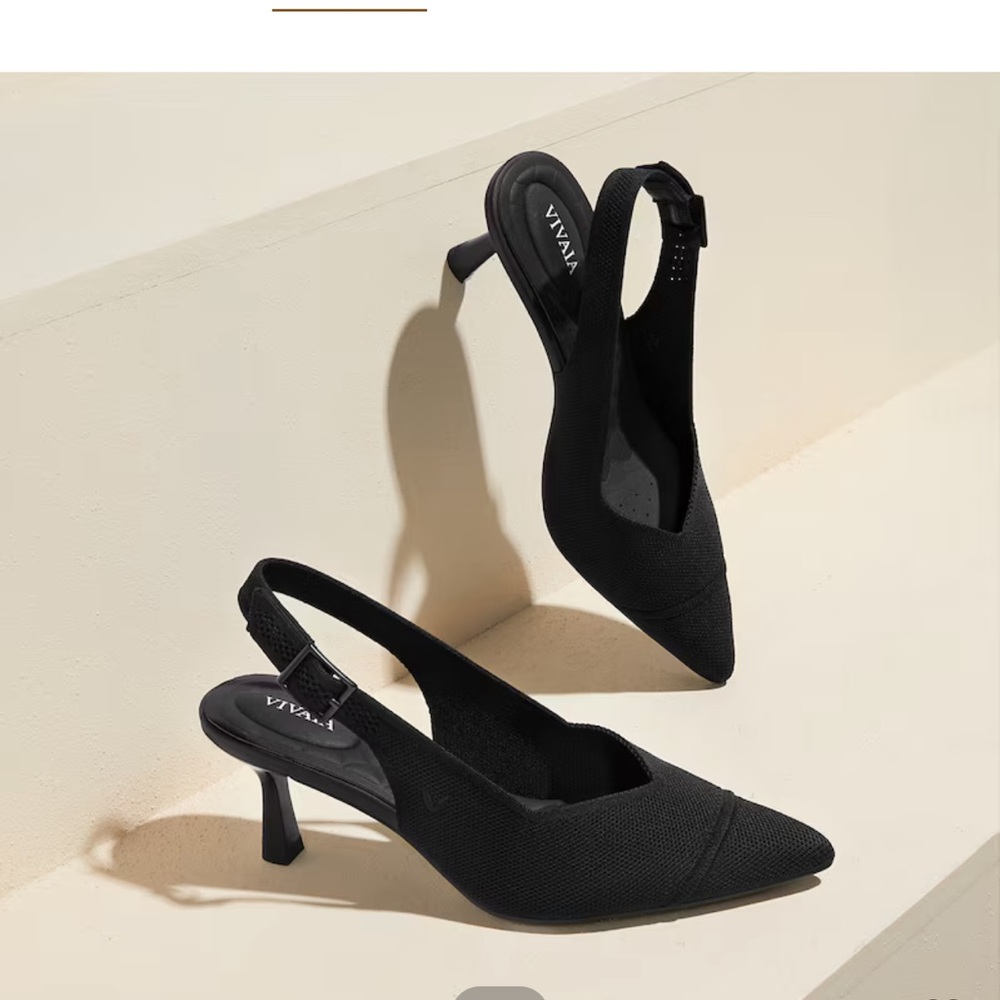 Brand New in Box Vivaia Black Slingback Heels size 38 7-7.5